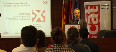 Jordi Sala, director general de Desenvolupament Rural de la Generalitat de Catalunya, es dirigeix a l'auditori de la jornada PuntXPunt